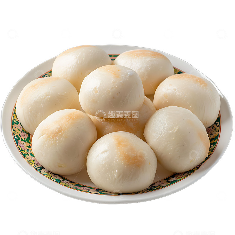 高清大图下载【趣麦麦图】-一盘白馒头小饼食品