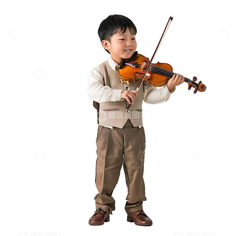 高清大图下载【趣麦麦图】拉小提琴的小孩子男生
