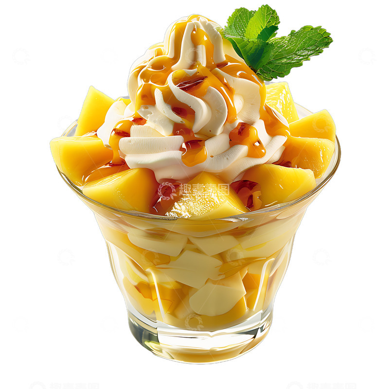 高清大图下载【趣麦麦图】芒果圣代冰淇淋甜点美食美味