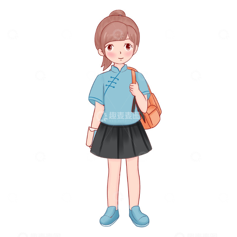 源文件下载【趣麦麦图】开学季背书包的新生