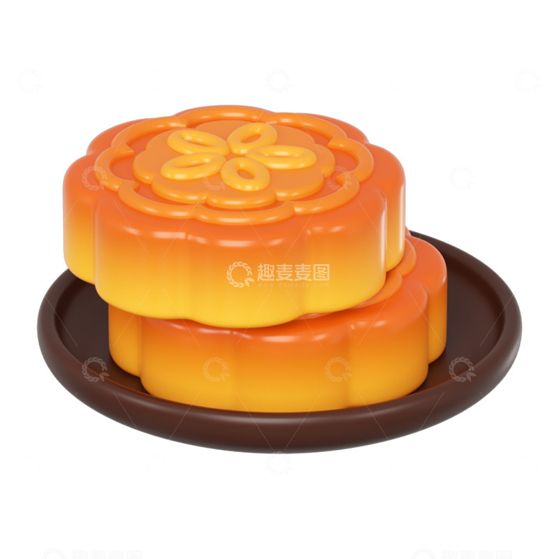 源文件下载【趣麦麦图】C4D立体中秋月饼免抠元素