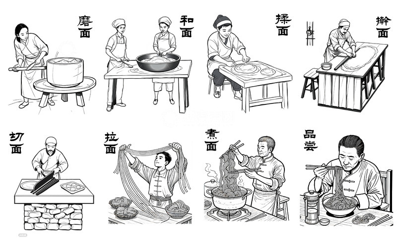 高清大图下载【趣麦麦图】面条制作工艺流程图