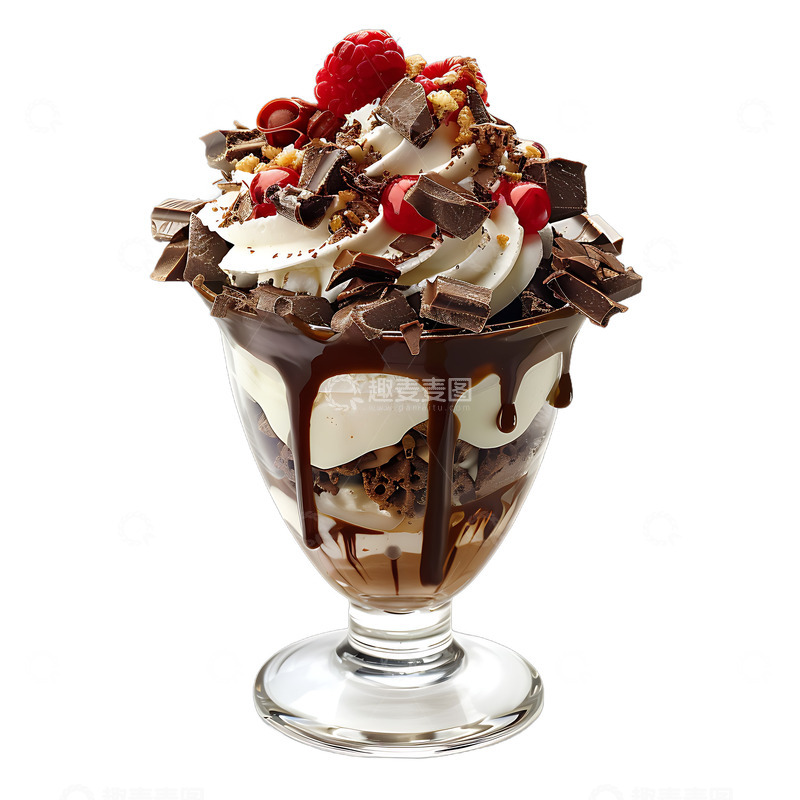 高清大图下载【趣麦麦图】巧克力圣代冰淇淋甜点美食美味