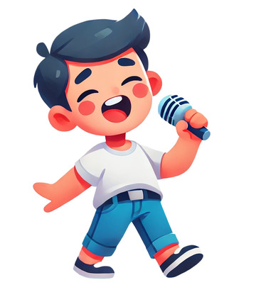 一个可爱的小男孩正在唱歌