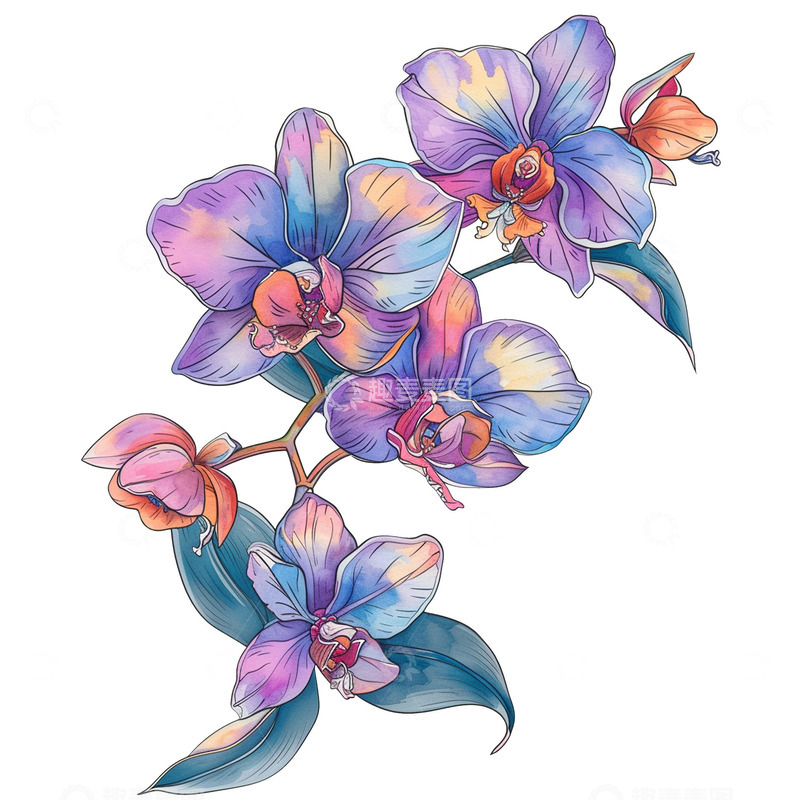 高清大图下载【趣麦麦图】多彩花装饰插图