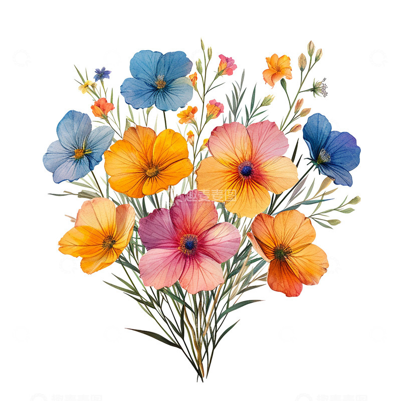 高清大图下载【趣麦麦图】艺术蝴蝶花，多彩花束