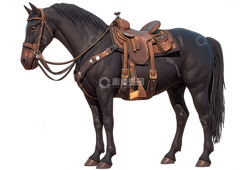 高清大图下载【趣麦麦图】一匹黑色的马