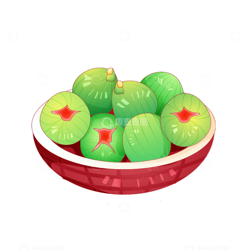 源文件下载【趣麦麦图】矢量手绘无花果水果元素