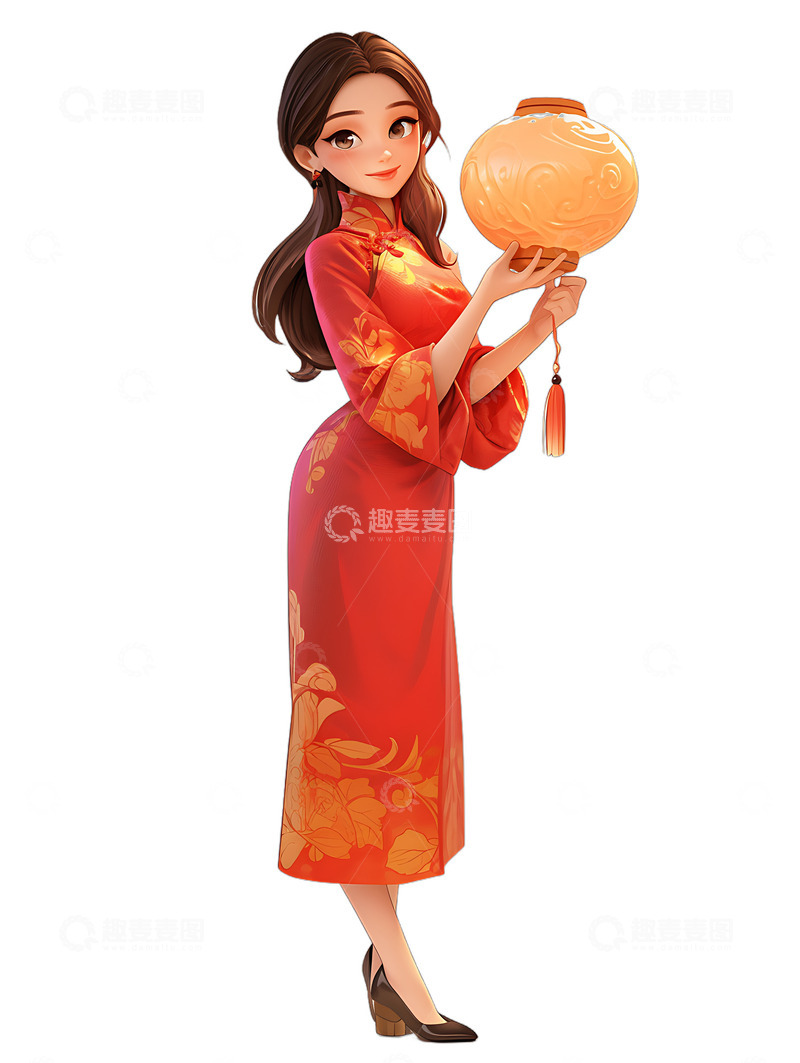 中式美女与灯笼