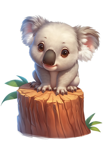 考拉与树桩植物