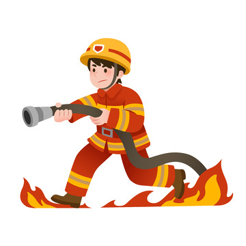 扁平风消防员救火员男性职业人物