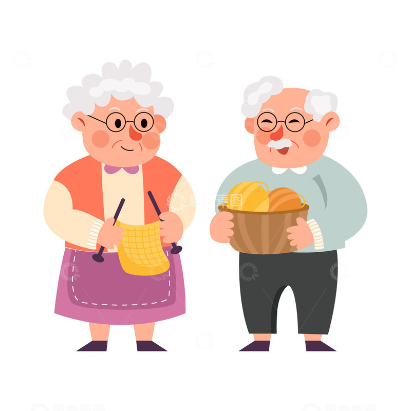 源文件下载【趣麦麦图】卡通简约年老的夫妇
