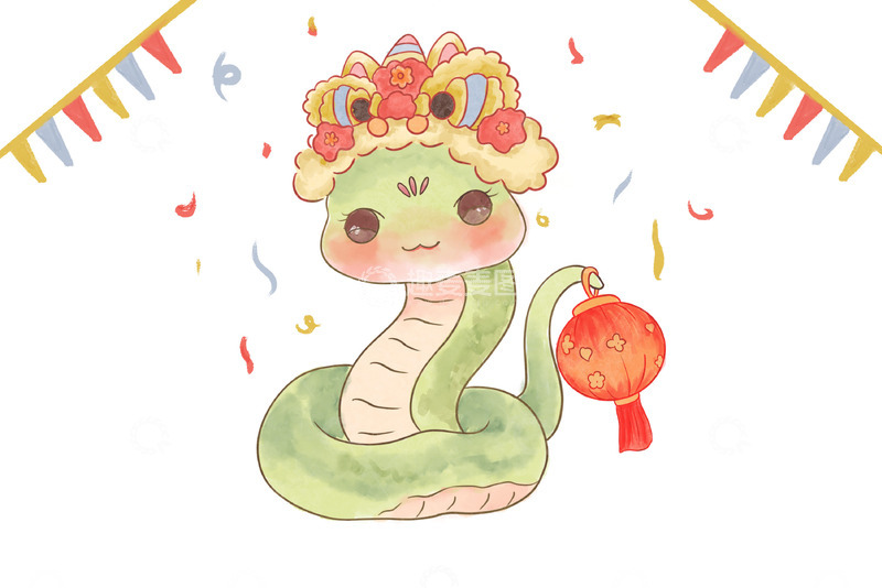 源文件下载【趣麦麦图】可爱卡通蛇大吉大利蛇年