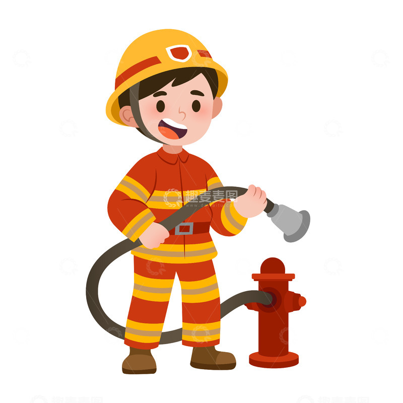源文件下载【趣麦麦图】扁平风消防员救火员火警男性职业人物