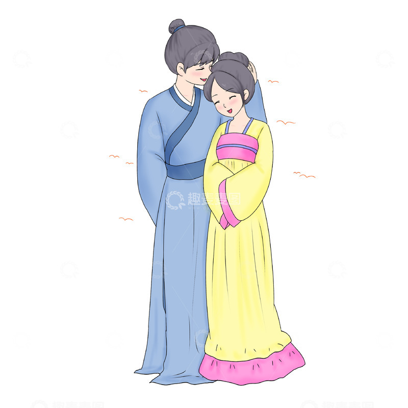 源文件下载【趣麦麦图】七夕牛郎织女情侣