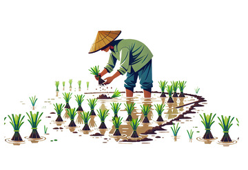 农民伯伯在插秧