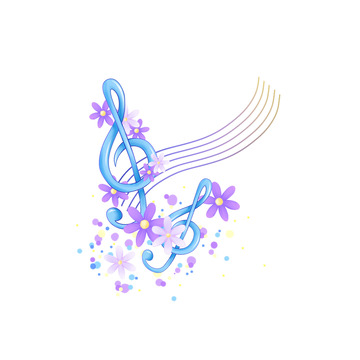 高音音符与花