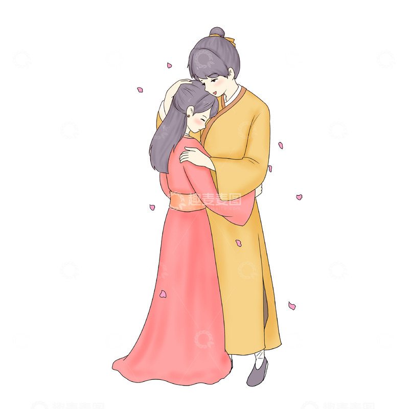 源文件下载【趣麦麦图】七夕情人节拥抱恋人