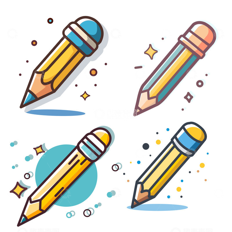 源文件下载【趣麦麦图】教师节手绘铅笔图标元素