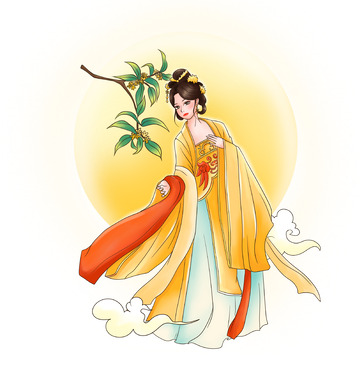 月下嫦娥中秋节元素