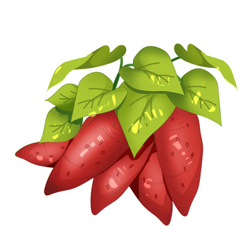 手绘红薯水果元素