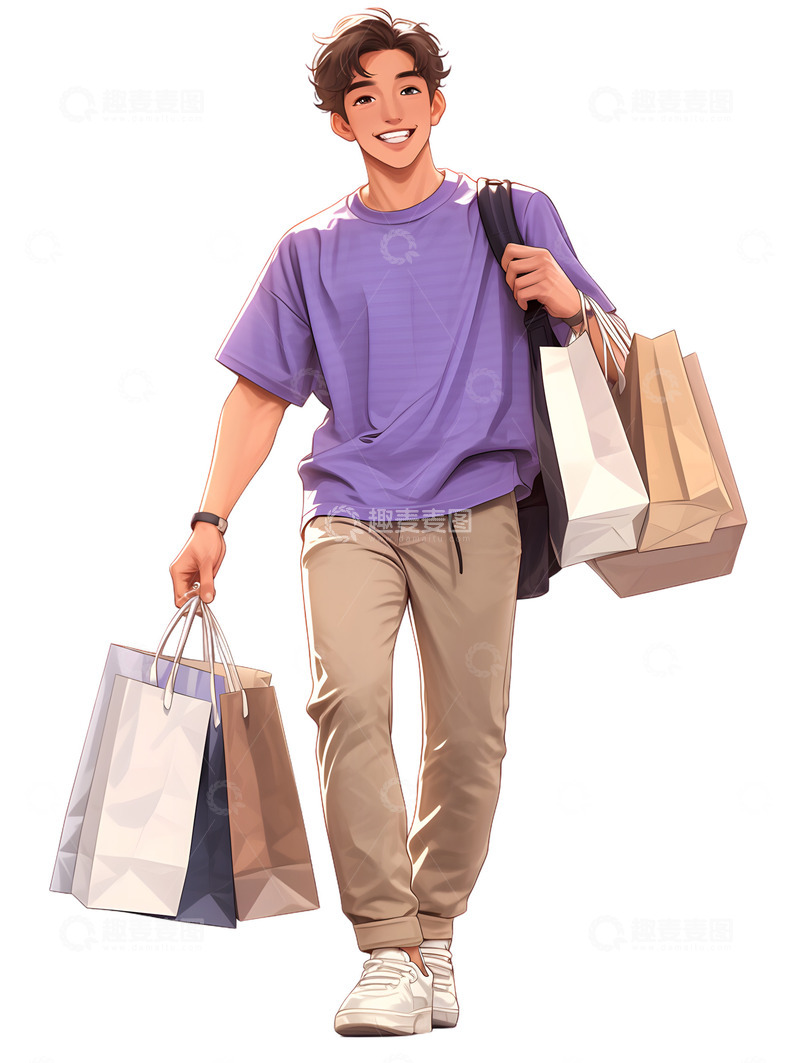 高清大图下载【趣麦麦图】帅气的时尚男青年购物