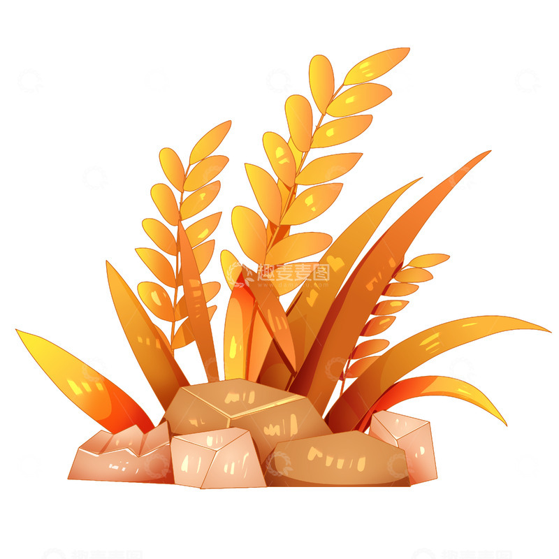 源文件下载【趣麦麦图】手绘秋天白露节气麦穗元素