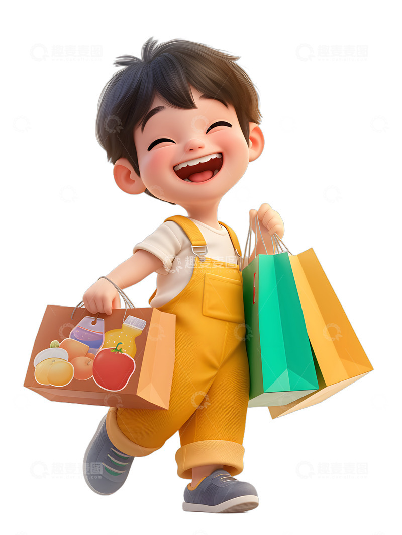 高清大图下载【趣麦麦图】购物的小男孩