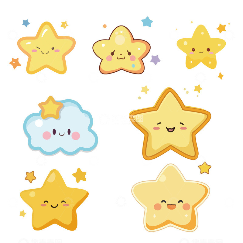 源文件下载【趣麦麦图】暖色卡通手绘可爱橙色星星