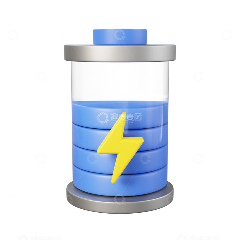 源文件下载【趣麦麦图】3D立体蓄电池PNG素材