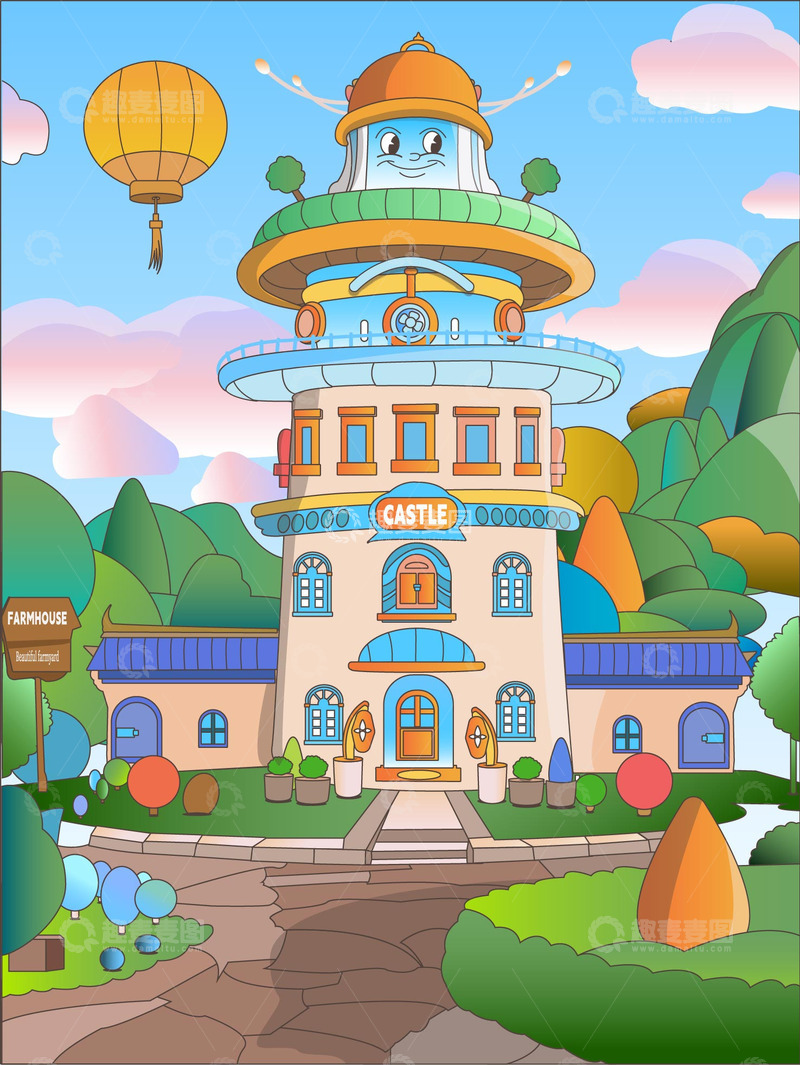 源文件下载【趣麦麦图】梦幻城堡插画