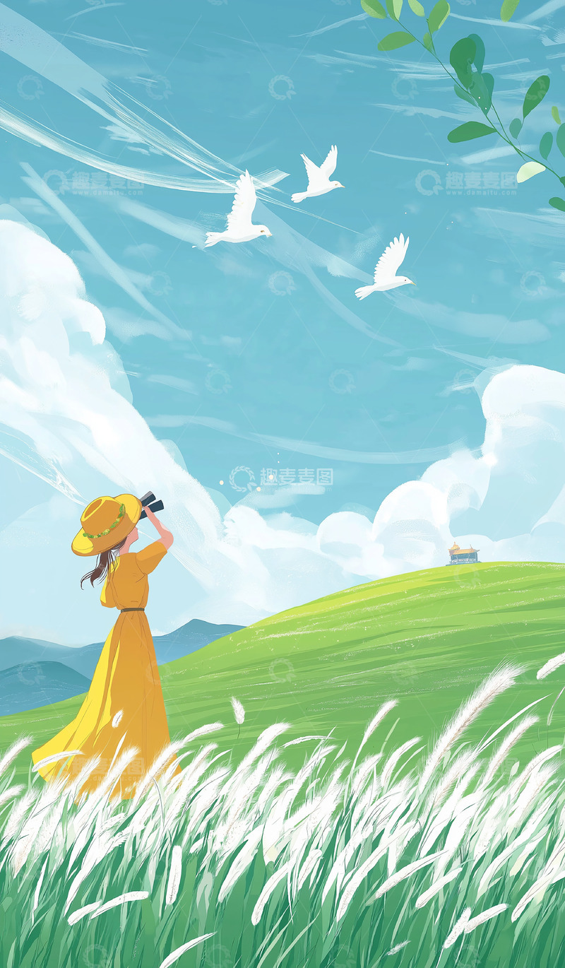 高清大图下载【趣麦麦图】白露节气插画背景图素材