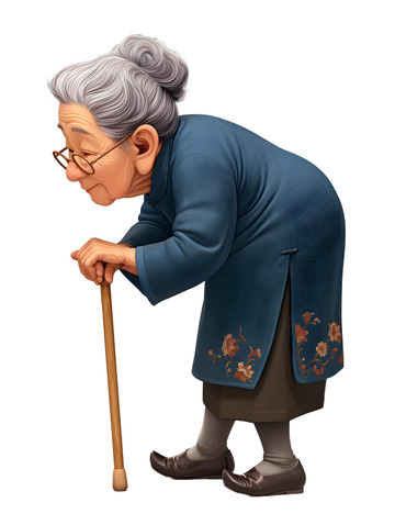老太婆拐杖老人