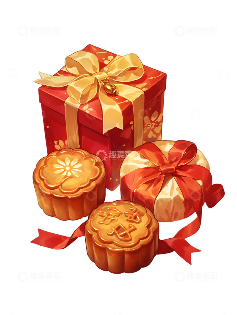 高清大图下载【趣麦麦图】一盒月饼美食