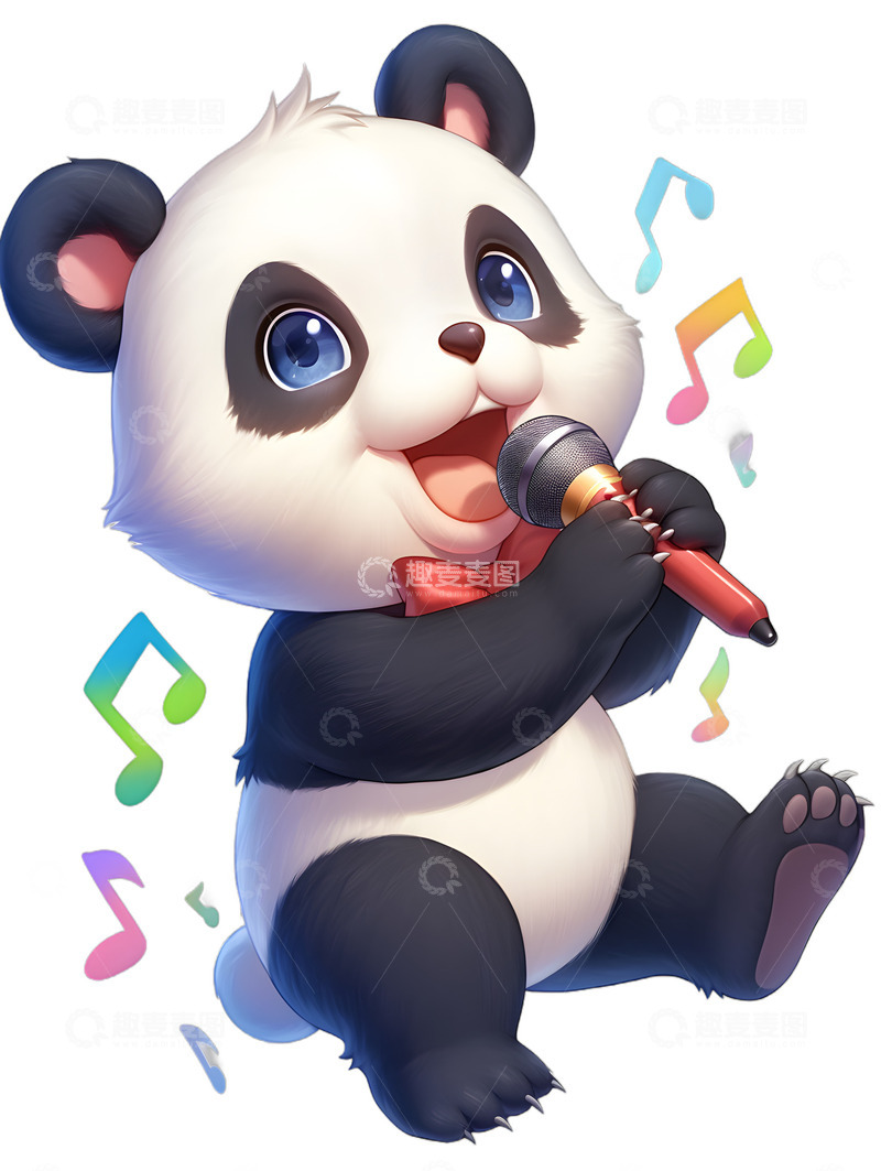 高清大图下载【趣麦麦图】熊猫唱歌演唱