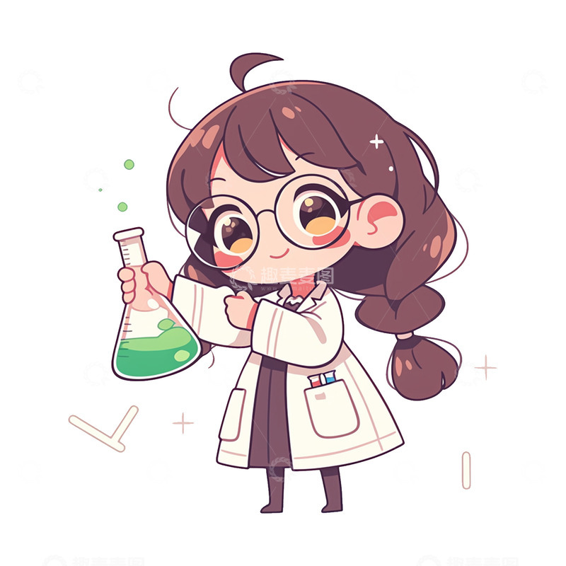 高清大图下载【趣麦麦图】拿着药剂的可爱化学老师
