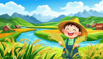 农民丰收场景插画背景