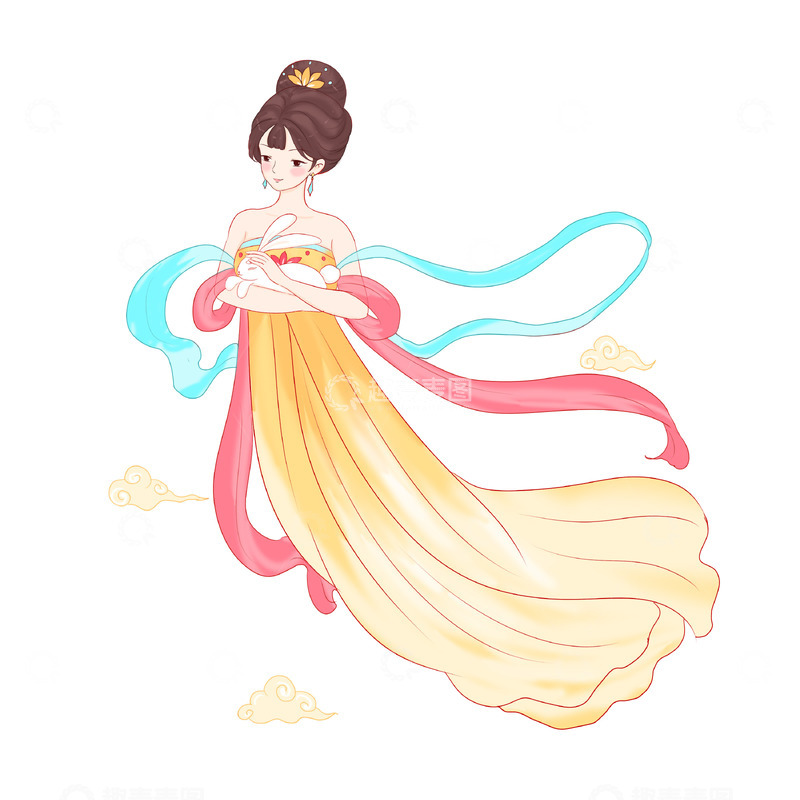 源文件下载【趣麦麦图】中秋节元素嫦娥玉兔