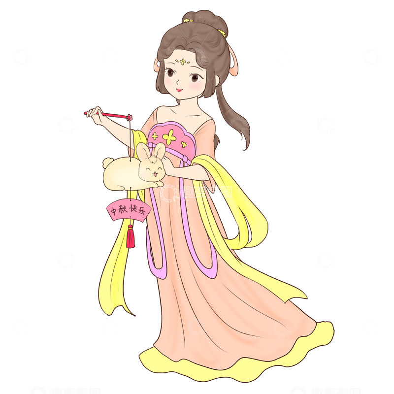 源文件下载【趣麦麦图】中秋节人物提灯