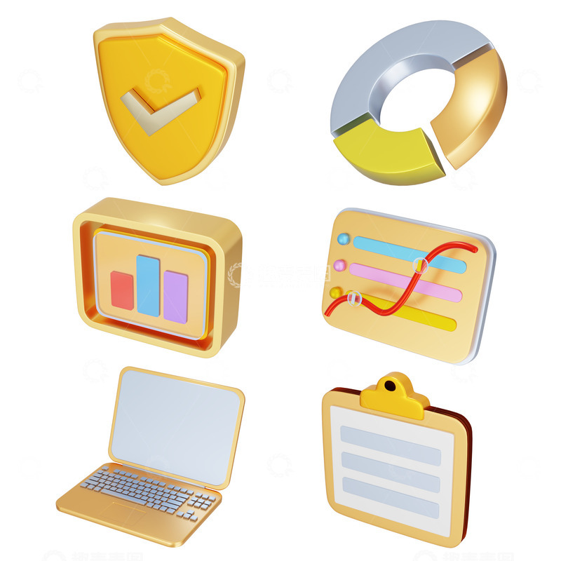 源文件下载【趣麦麦图】立体互联网科技图标3D商务金融素材