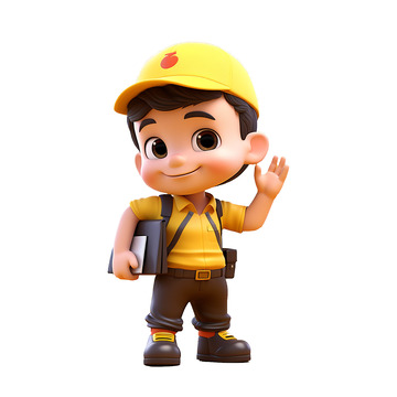 带着帽子的3D男孩