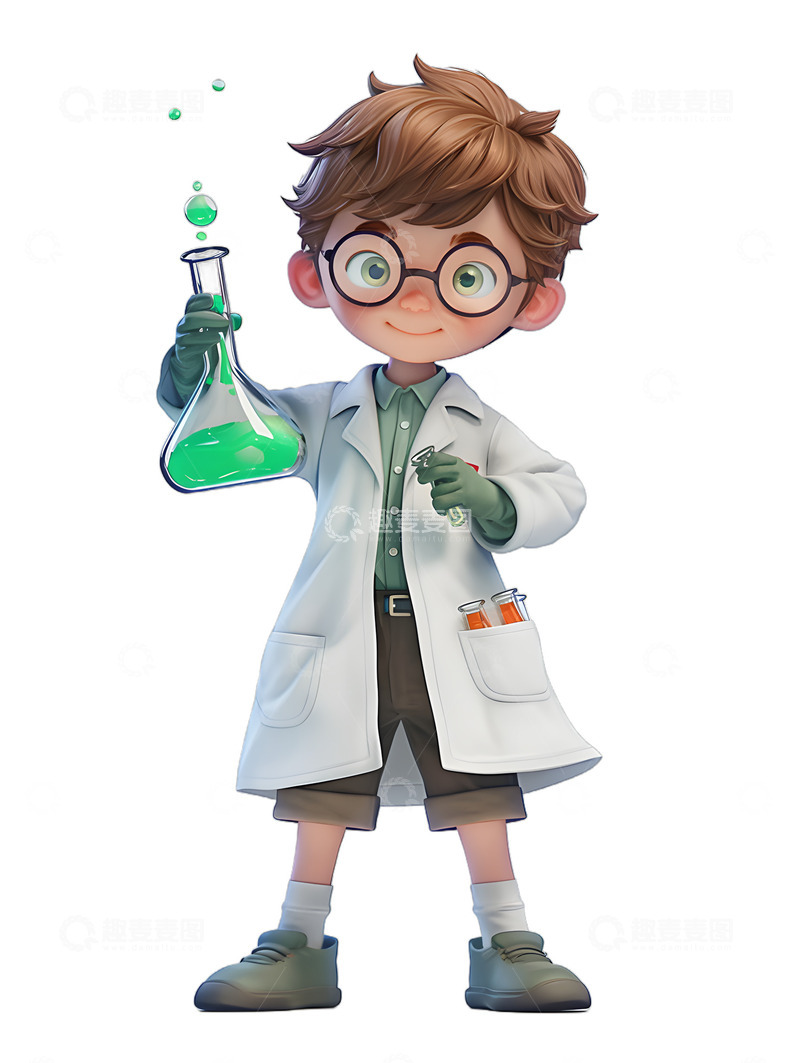 高清大图下载【趣麦麦图】可爱的Q版化学家