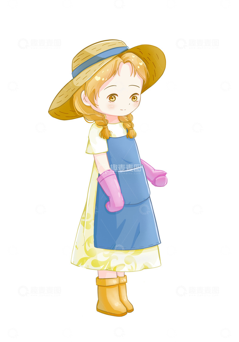 源文件下载【趣麦麦图】手绘园丁女孩