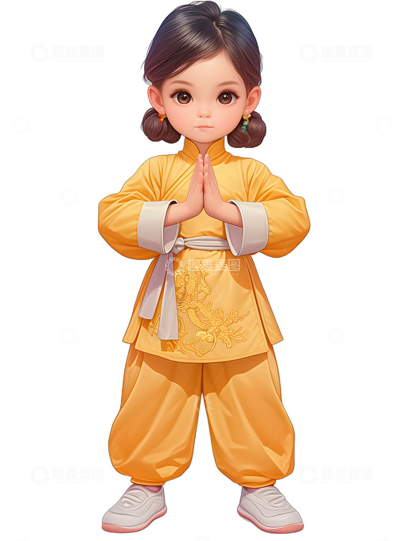 高清大图下载【趣麦麦图】练习武术的小女孩