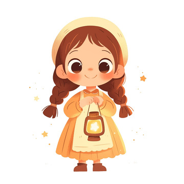 提着煤油灯的小女孩