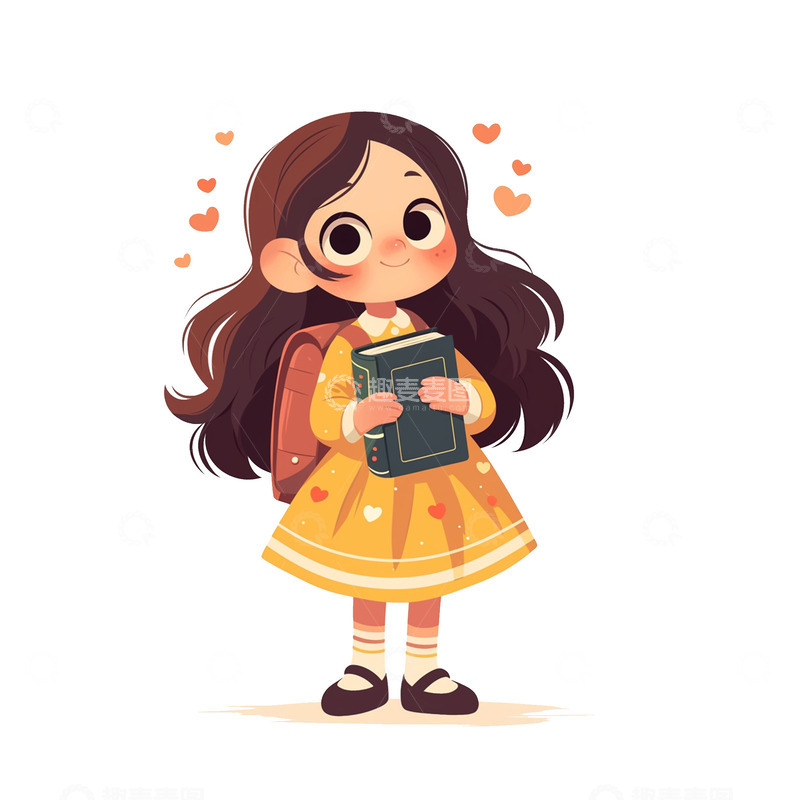 高清大图下载【趣麦麦图】拿着一本书的可爱小女孩