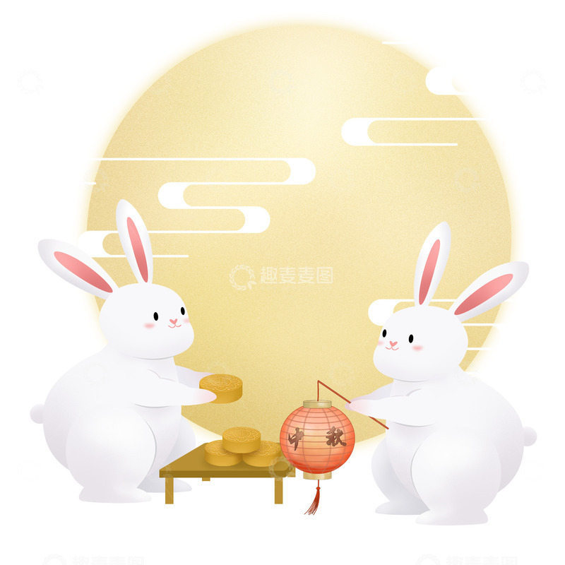 源文件下载【趣麦麦图】中秋八月十五兔子月亮