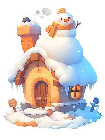 雪中的小木屋冬天