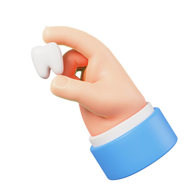 3D立体手拿牙齿免抠素材