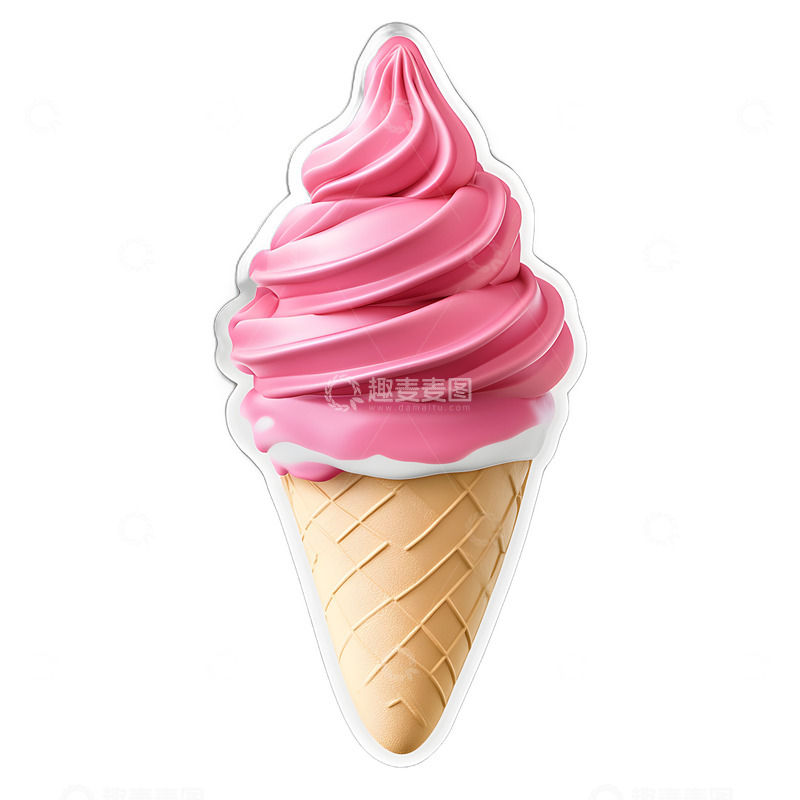 高清大图下载【趣麦麦图】粉色冰淇淋美味贴纸
